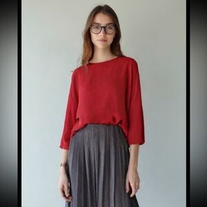Violet & Claire Red Blouse Wide Sleeves Size M